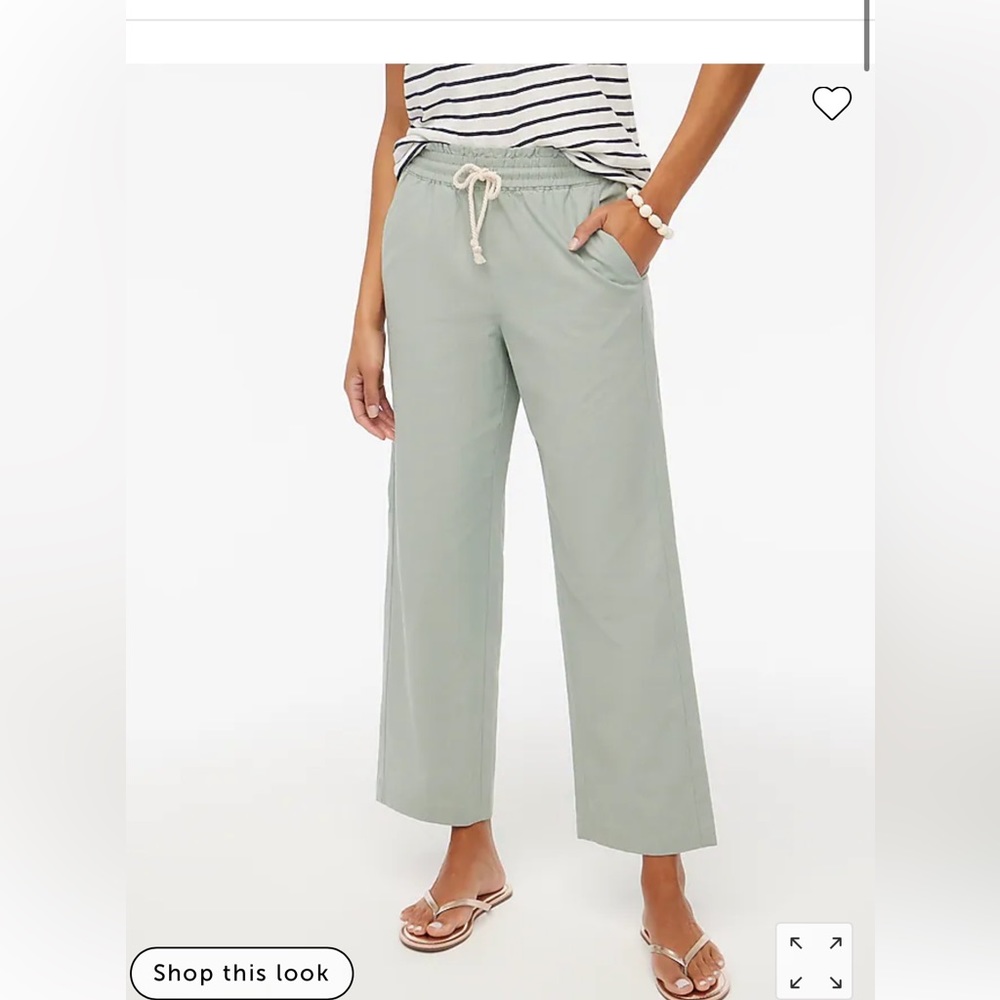 NWT - Linen-cotton blend wide-leg paper-bag pant